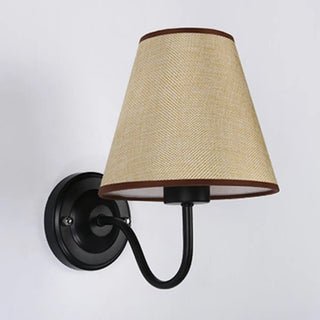 Classic Fabric Shade Black Metal Bedroom Wall Light Zawala Image - 22