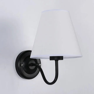 Classic Fabric Shade Black Metal Bedroom Wall Light Zawala Image - 24