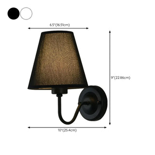 Classic Fabric Shade Black Metal Bedroom Wall Light Zawala #size