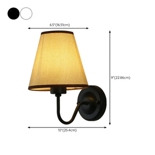 Classic Fabric Shade Black Metal Bedroom Wall Light Zawala Image - 29