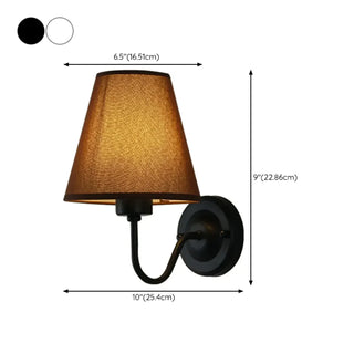 Classic Fabric Shade Black Metal Bedroom Wall Light Zawala Image - 30