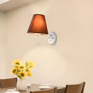 Classic Fabric Shade Black Metal Bedroom Wall Light Zawala Image - 5