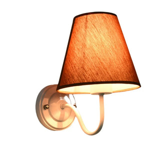 Classic Fabric Shade Black Metal Bedroom Wall Light Zawala Image - 6