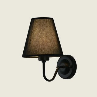 Classic Fabric Shade Black Metal Bedroom Wall Light Zawala Image - 7