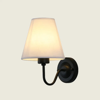 Classic Fabric Shade Black Metal Bedroom Wall Light Zawala Image - 8