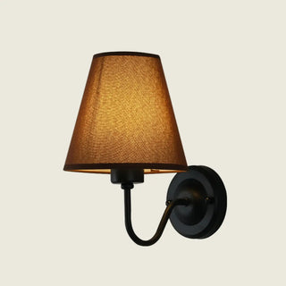 Classic Fabric Shade Black Metal Bedroom Wall Light Zawala Image - 9