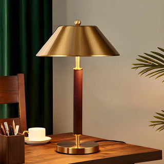 Classic Golden Cone Shade Metal Bedroom Table Lamp Zawala Image - 4