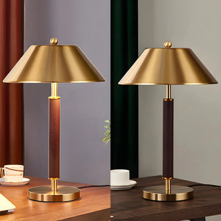 Classic Golden Cone Shade Metal Bedroom Table Lamp Zawala Image - 5