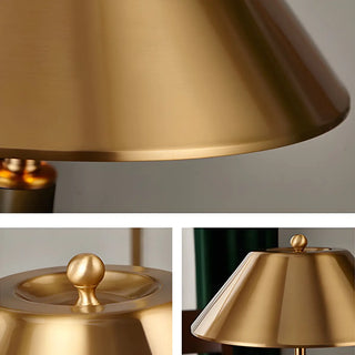 Classic Golden Cone Shade Metal Bedroom Table Lamp Zawala Image - 8