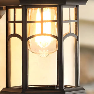 Classic Hexagon Lantern Metal Outdoor Wall Light Black Image - 7