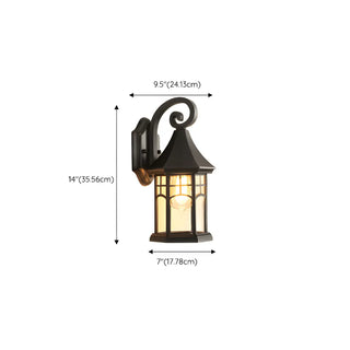 Classic Hexagon Lantern Metal Outdoor Wall Light Black #size