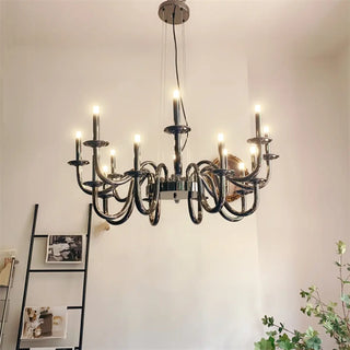 ZOWALA - Candelabra Black Metal Living Room Classic Chandelier Image - 1