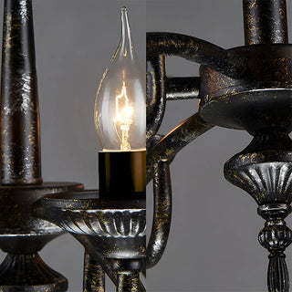 ZOWALA - Black Rust Iron Candle Living Room Classic Chandelier Image - 4