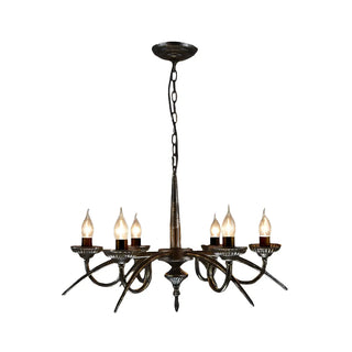 ZOWALA - Black Rust Iron Candle Living Room Classic Chandelier Image - 5