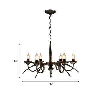 ZOWALA - Black Rust Iron Candle Living Room Classic Chandelier #size