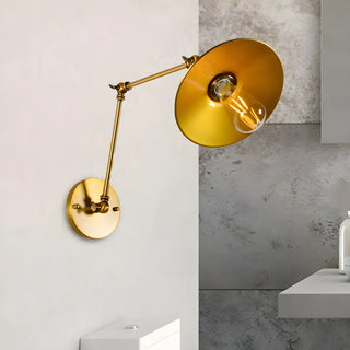 Industrial Swing Arm Adjustable Bathroom Brass Wall Light Image - 1