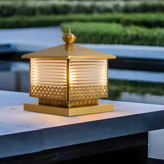 Golden Classic Square Metal Outdoor Post Table Lamp Zawala Image - 11