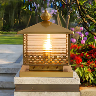 Golden Classic Square Metal Outdoor Post Table Lamp Zawala Image - 12