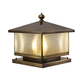 Golden Classic Square Metal Outdoor Post Table Lamp Zawala Image - 3