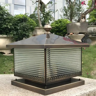Golden Classic Square Metal Outdoor Post Table Lamp Zawala Image - 4