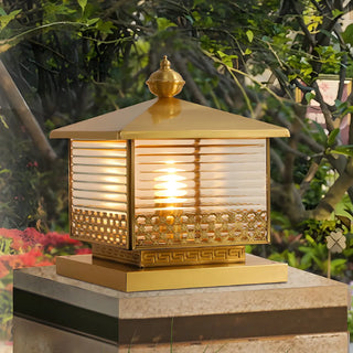 Golden Classic Square Metal Outdoor Post Table Lamp Zawala Image - 5