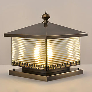 Golden Classic Square Metal Outdoor Post Table Lamp Zawala Image - 6