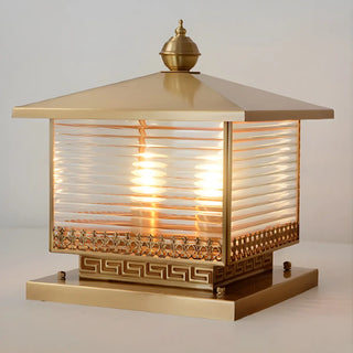 Golden Classic Square Metal Outdoor Post Table Lamp Zawala Image - 7