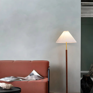 Classic Brown Metal Floor Lamp with Pleated Shade Zawala Image - 10