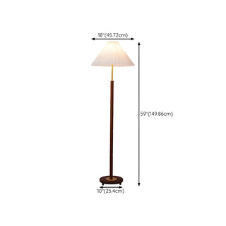 Classic Brown Metal Floor Lamp with Pleated Shade Zawala #size