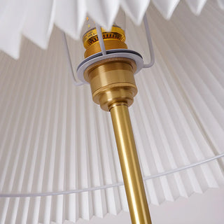 Classic Brown Metal Floor Lamp with Pleated Shade Zawala Image - 4
