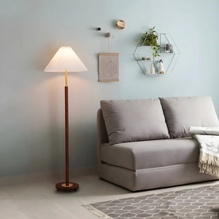 Classic Brown Metal Floor Lamp with Pleated Shade Zawala Image - 7