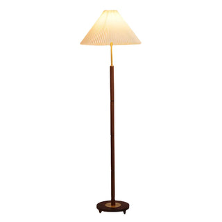 Classic Brown Metal Floor Lamp with Pleated Shade Zawala Image - 8