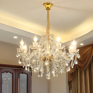 ZOWALA - Living Room Candle Clear Crystal Glass Classic Chandelier Image - 2