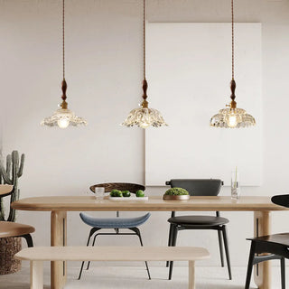 ZOWALA - Classic Clear Glass Flower Dining Room Pendant Light Image - 7