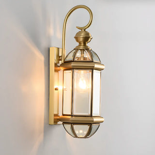 Classic Metal Lantern Clear Glass Wall Light Black Zawala Image - 11