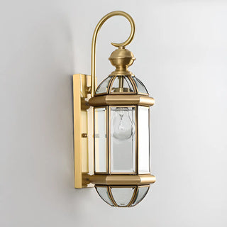 Classic Metal Lantern Clear Glass Wall Light Black Zawala Image - 12