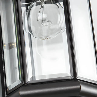 Classic Metal Lantern Clear Glass Wall Light Black Zawala Image - 16