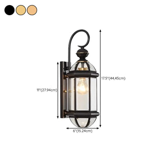 Classic Metal Lantern Clear Glass Wall Light Black Zawala #size
