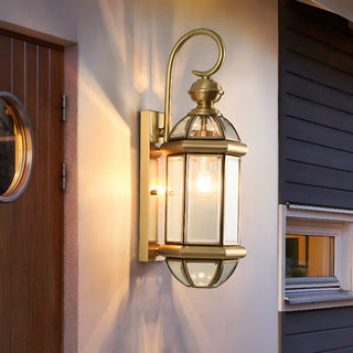 Classic Metal Lantern Clear Glass Wall Light Black Zawala Image - 4
