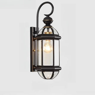 Classic Metal Lantern Clear Glass Wall Light Black Zawala Image - 5