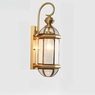 Classic Metal Lantern Clear Glass Wall Light Black Zawala Image - 6