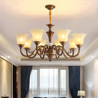 ZOWALA - Curve Arm Bell Coffee Living Room Large Classic Chandelier Image - 1