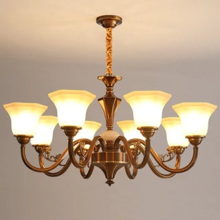 ZOWALA - Curve Arm Bell Coffee Living Room Large Classic Chandelier Image - 10