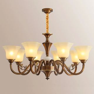 ZOWALA - Curve Arm Bell Coffee Living Room Large Classic Chandelier Image - 11