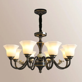 ZOWALA - Curve Arm Bell Coffee Living Room Large Classic Chandelier Image - 13