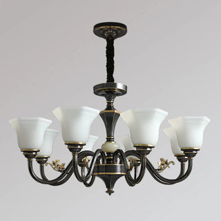 ZOWALA - Curve Arm Bell Coffee Living Room Large Classic Chandelier Image - 14