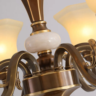 ZOWALA - Curve Arm Bell Coffee Living Room Large Classic Chandelier Image - 15