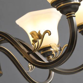 ZOWALA - Curve Arm Bell Coffee Living Room Large Classic Chandelier Image - 17