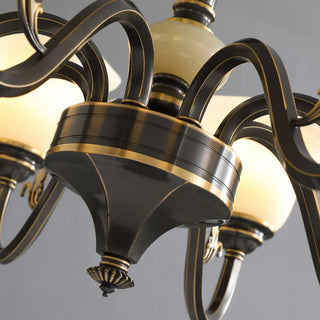 ZOWALA - Curve Arm Bell Coffee Living Room Large Classic Chandelier Image - 18