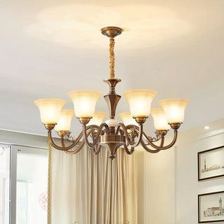 ZOWALA - Curve Arm Bell Coffee Living Room Large Classic Chandelier Image - 2